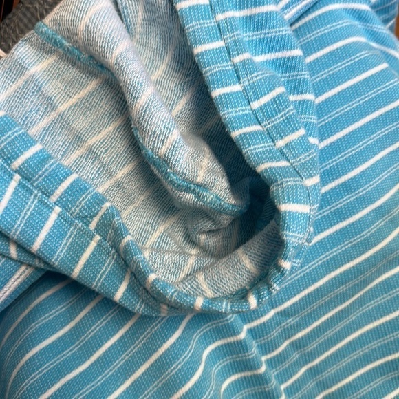 COLUMBIA French Terry Hooded Pullover Sweatshirt Aqua and White Sz Large - Picture 4 of 8